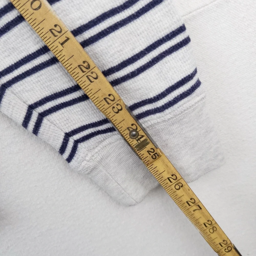 Chaps Ralph Lauren Men's XL Gray Blue Stripe Henley Shirt Long Sleeve *Pinhole